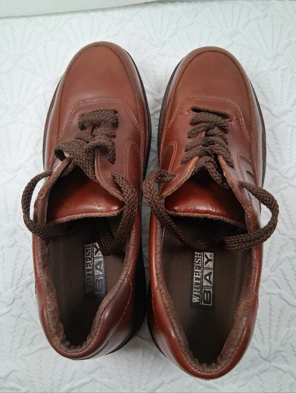 Whitefish Bay Men's Brown Leather Lace-Up Slip-On Comfort Loafers Retro Casual